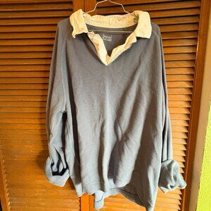 Urban Outfitters/Standard Cloth Navy Unisex Pullover with white colar size M